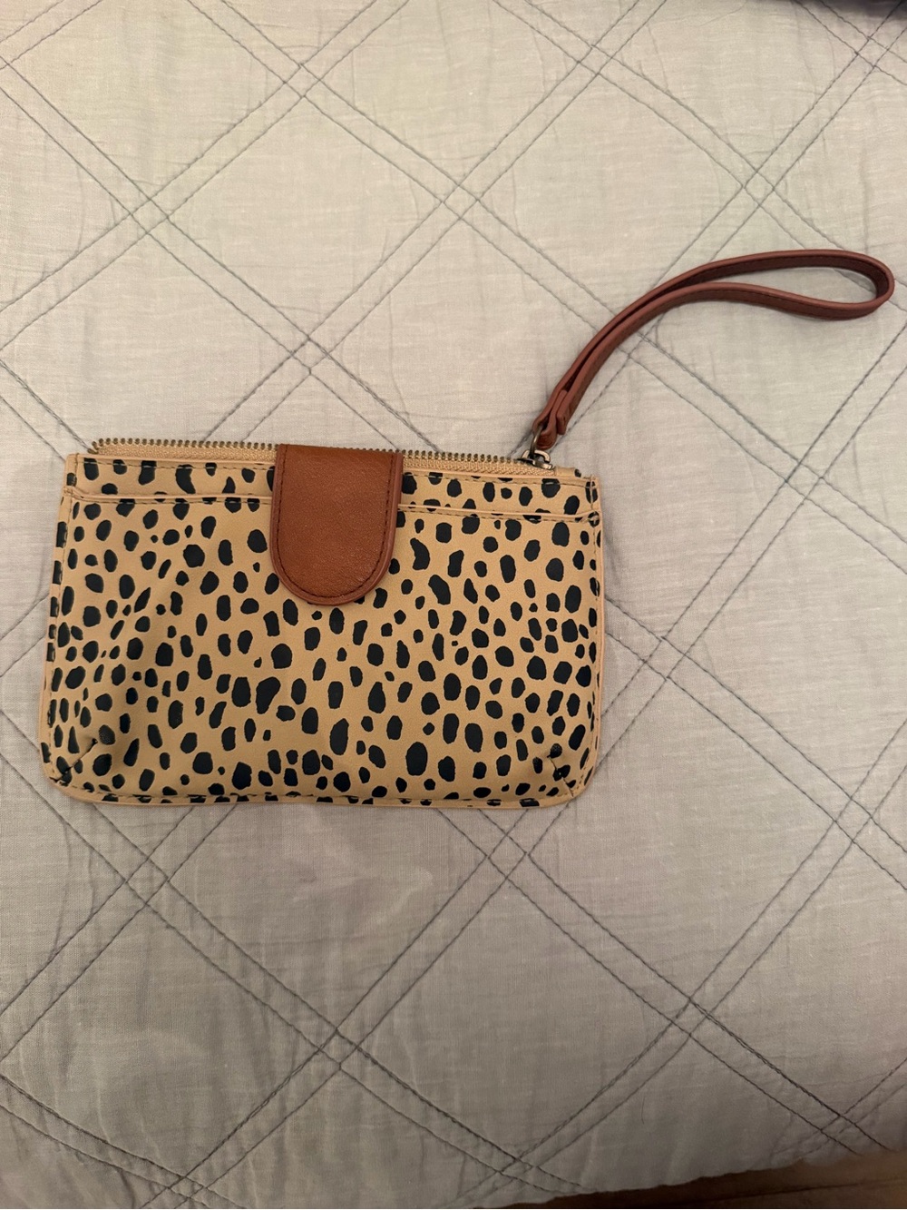 Universal Thread Leopard Print Wristlet Clutch - Tan and Black